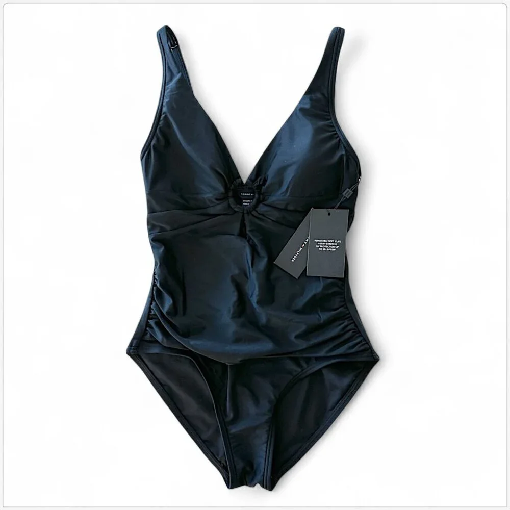 Tommy Hilfiger Black O-Ring One Piece Swimsuit Summer Vacation Pool NWT New 4
